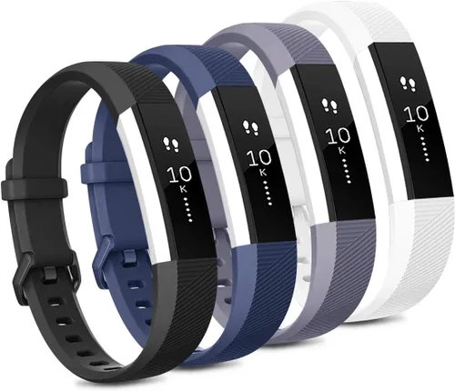 Vista 3 de Tobfit Paquete de 4 correas compatibles con Fitbit Alta/Alta HR, pulseras de repuesto de silicona suave deportiva para mujeres y hombres (S, negro)