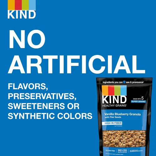 Vista 8 de KIND HEALTHY GRAINS Granola, snack saludable, granola de vainilla y arándanos con semillas de lino, mezcla de aperitivos, 3 unidades, 33 onzas