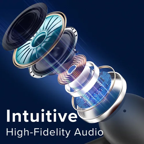 Vista 6 de Coby Auriculares inalámbricos con estuche de carga de lectura de batería LCD, mini auriculares intrauditivos Bluetooth con micrófono integrado, Negro