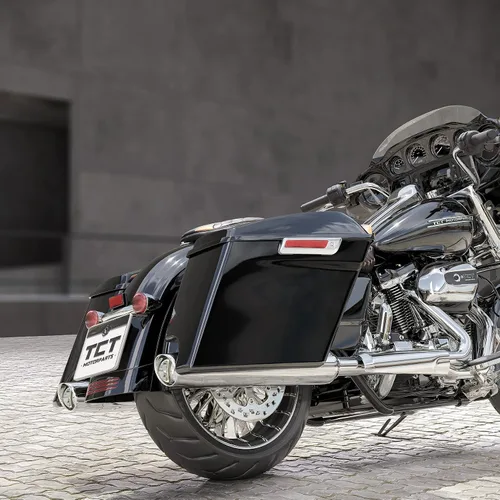 Vista 9 de TCT-MOTORPARTS - Alforjas extendidas de 5 pulgadas con tapas de bocina de 6 x 9 pulgadas para Harley 2014-2024 Touring Road King Street Electra
