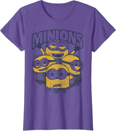 Vista 20 de Despicable Me Minions Vintage Group Graphic Camiseta Gris Oscuro
