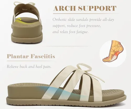 Vista 3 de COFACE Sandalias ortopédicas elegantes para mujer, puntera cuadrada, cómodas, gruesas, atléticas, para recuperación, caminar, ligeras, de espuma