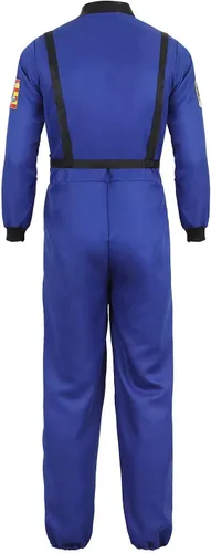 Vista 3 de Jutrisujo Disfraz de astronauta para adultos, traje espacial para hombre, traje espacial explorador, traje de vuelo para cosplay, Halloween