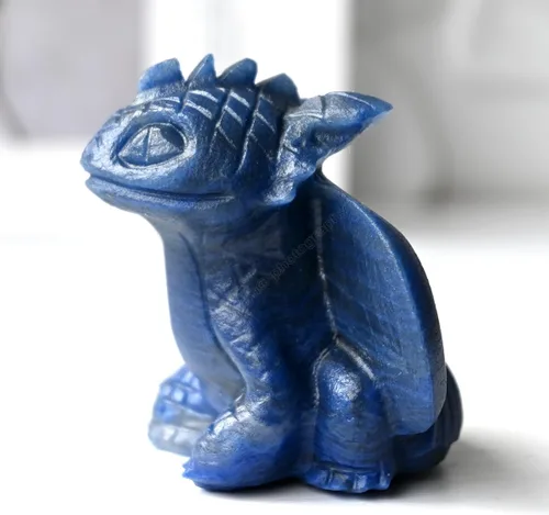 Vista 6 de Estatua de cráneo sin dientes de 2" de cristales curativos y piedras Reiki, escultura de animal tallada a mano, figuritas de dragón volador
