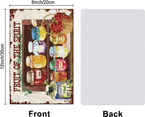 Vista 2 de SUPERDANT Cartel de metal vintage conservado de frutas enlatadas Fruit of the Spirit Vintage divertido arte de pared placa de metal retro dormitorio