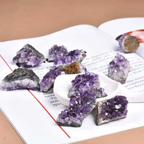 Vista 6 de JIC Gem Cúmulos de Amatista Naturales, Roca de Geoda de Amatista en Bruto, Cristales Curativos de Amatista, Cúmulo de Piedras Preciosas para Brujería