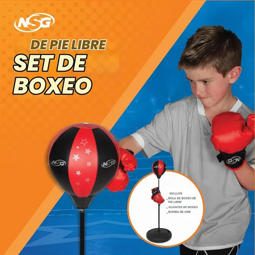 Vista 4 de NSG Juego de boxeo independiente de altura ajustable para niños
