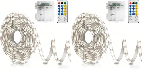 Vista 16 de echosari Tira de luces operadas por batería, 16.5 pies, 150 LED 2835 SMD, tiras de luces para armario con control remoto para dormitorio, cocina