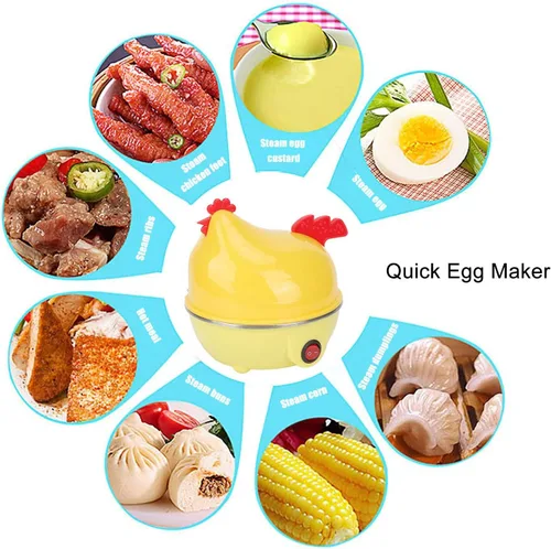 Vista 3 de Caldera de huevo rápida de forma de pollo multifuncional eléctrica, capacidad de 7 huevos, apagado automático, mini máquina de desayuno, olla rápida