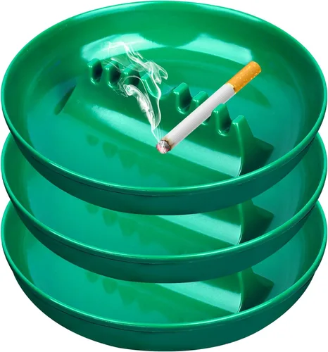 Vista 10 de Juego de 3 ceniceros de colores surtidos, bandeja de cenizas para cigarrillos y puros, ceniceros redondos de plástico de gran tamaño, para 3 piezas