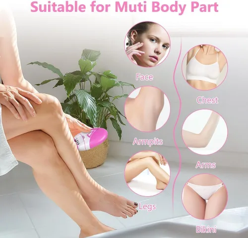 Vista 4 de Depiladora para mujer, depiladora de deslizamiento suave, removedor de vello facial para mujeres con 2 velocidades y luz LED, depilación facial