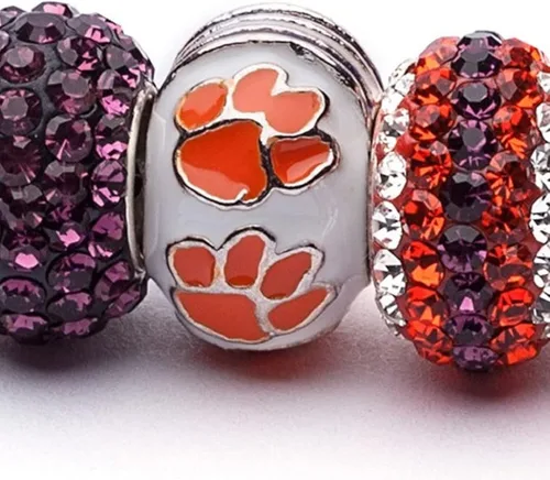 Vista 3 de Stone Armory Clemson University - Abalorio de cuentas para mujer con logotipo de Clemson Paw blanco y naranja, joyería de Clemson University Tigers