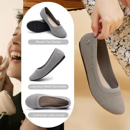 Vista 5 de SDONY Zapatos de ballet para mujer, cómodos zapatos planos casuales para caminar, conducir, elegantes