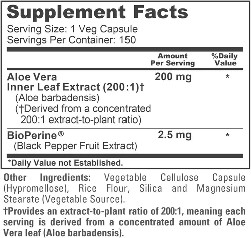 Vista 4 de NusaPure Aloe Vera, 200 mg, 150 cápsulas vegetales (sin OMG, vegano)