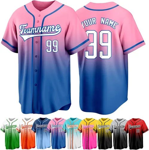 Vista 12 de Custom Baseball Jersey Personalized Short Sleeve Team Sport Uniform Baseball Shirt for Men Women Youth Boy
