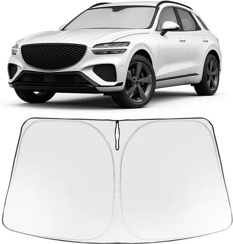 Vista 245 de Proadsy Parasol para parabrisas Rivian R1S 2022-2025 2026 de 4 capas plegable, protector de parasol frontal que bloquea los rayos UV, mantiene