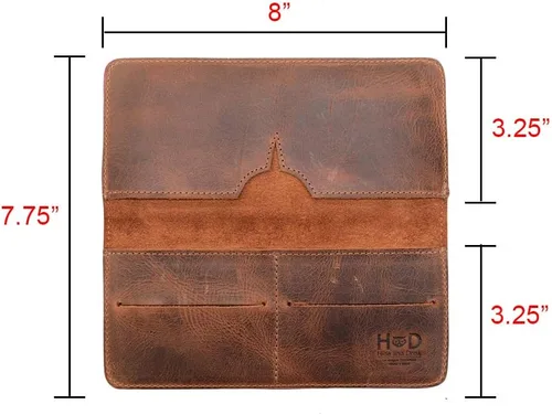 Vista 5 de Hide & Drink, Cartera para teléfono celular hecha a mano de cuero de grano completo, Bourbon Marrón, Cartera de viaje
