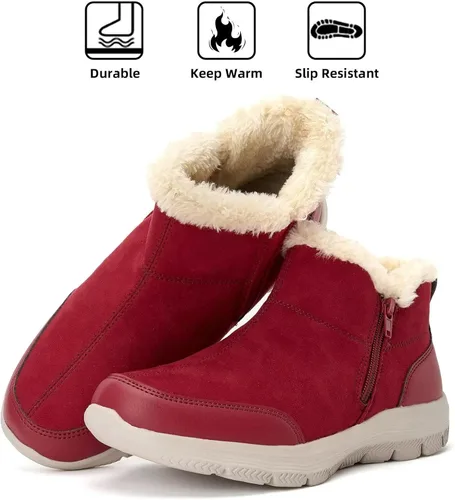 Vista 6 de TIOSEBON Botines de invierno para mujer, antideslizantes, resistentes para caminar, senderismo
