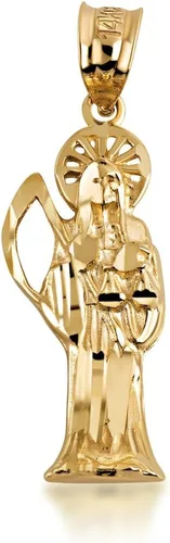 Vista 5 de Gold Sparkle-Cut Santa Muerte, Our Lady of Holy Death Necklace 10K or 14K Yellow, Rose, or White Gold Choice of Pendant Only or Chain Length