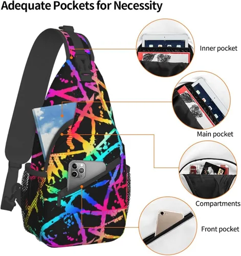 Vista 5 de PETTDY Bolso bandolera para hombres y mujeres, mochila de hombro, bolsas de pecho, mochila cruzada para senderismo, camping, viajes al aire libre