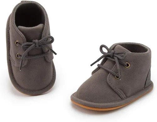 Vista 3 de Botas de nieve cálidas unisex para bebé, piel de piel para recién nacido, con cordones, suela de textura de goma antideslizante, zapatos de cuna