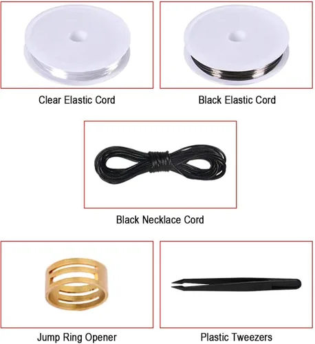 Vista 5 de anezus Kit de reparación de joyas con alicates de joyería, herramientas de fabricación de joyas, cuerda de cuentas y suministros de fabricación