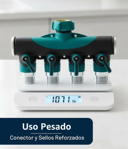 Vista 8 de DBR Tech® Divisor de manguera de 4 vías (durabilidad superior), conector de mangueras de jardín premium, válvula de agua resistente de 4 vías