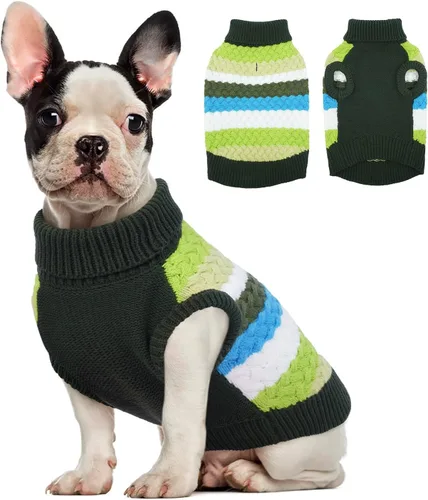 Vista 15 de Kuoser Suéter para perro, suéteres de Navidad para perros extra pequeños, suéter suave y cálido para perros, chaleco de punto trenzado colorido