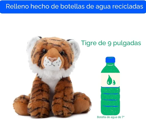 Vista 10 de The Petting Zoo Peluche de tigre, regalos para niños, animales salvajes del zoológico Onez, juguete de peluche de tigre de 9 pulgadas