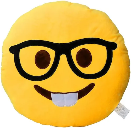Vista 17 de Emoji Cara de Alienígena Cojín de Emoticón Relleno de Felpa Suave Almohada, Certificado Oficial, EvZ 31cm Gris