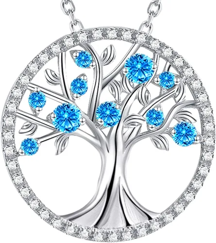 Vista 12 de Collar de árbol de la vida para mujer, collar de perlas esmeralda piedras natales de mayo, junio, para esposa, mamá, regalos de cumpleaños