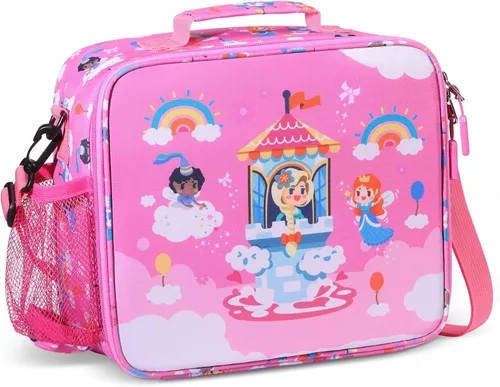 Vista 8 de rockpapa Lonchera infantil para niños con correa, impermeable, resistente a las manchas y al aceite, bolsa de almuerzo aislada, bolsa de almuerzo