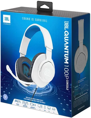 Vista 7 de JBL Quantum 100P Console - Auriculares de juegos para Playstation (blanco), blancoazul, mediano