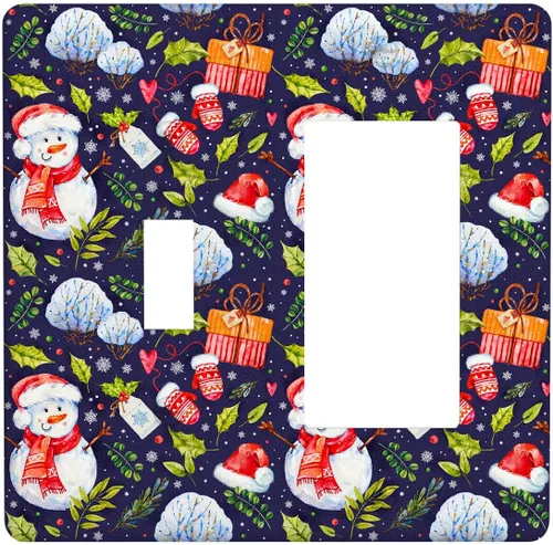Vista 38 de Cubierta de interruptor de luz dúplex de 1 banda, cubierta decorativa de Navidad con copos de nieve rojos, placa frontal decorativa para cocina