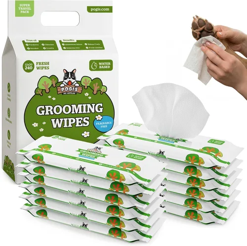 Vista 12 de Toallitas de aseo para perros de Pogi – Toallitas hipoalergénicas para mascotas para patas, cuerpo y trasero – Limpieza e hidratación, aroma a té