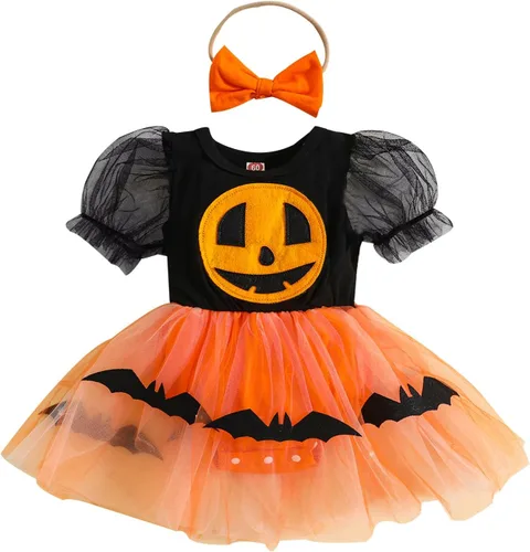 Vista 10 de Disfraz de Halloween para bebé recién nacida, manga abombada, murciélago Black