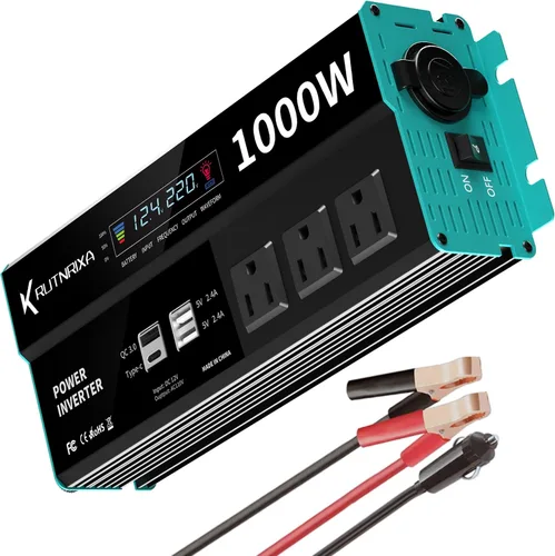 Vista 11 de Inversores de potencia de 500 W, pico de 1000 W, 12 V CC a 110 V CA, convertidor para vehículos USB-C/PD de 25 W, puertos de carga rápida, adaptador