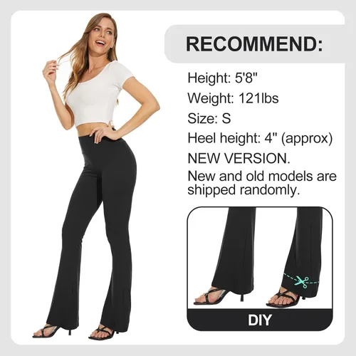 Vista 100 de TNNZEET Leggings acampanados negros para mujer, pantalones de yoga cruzados con bolsillos, corte de bota, leggings acampanados