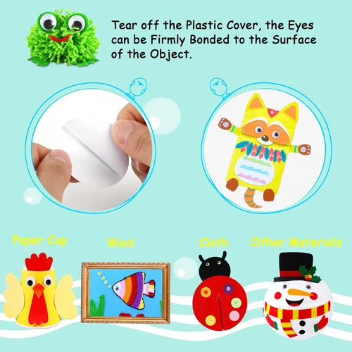 Vista 3 de JULMELON - 500 unidades de ojos adhesivos Googly Eyes Google Wiggle Eyes para manualidades