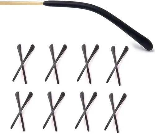 Vista 11 de 8 pares de puntas de punta de lentes para orejas, tubos antideslizantes, puntas de repuesto de silicona para patas de metal fino, 4 negro/4 blanco