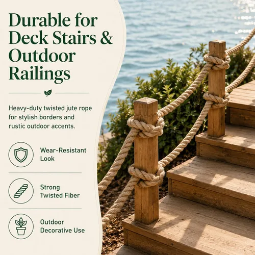 Vista 6 de Cuerda de yute trenzado Manila (1 pulgada x 10 pies) cuerda de cáñamo gruesa natural para manualidades, náutico, barandillas, hamaca, decoración