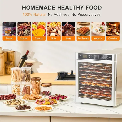 Vista 3 de Stainless Steel Food-Dehydrator Machine,Large Capacity Beef And Vegetables Drying Machine, (110v 10Trays)