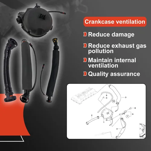 Vista 4 de Juego de 4 mangueras de respiración de cárter + separador de aceite para BMW 1 (E87) 2003-2013 3 (E90) 2004-2012 3 Touring (E91) 2004-2012 5 (E60)