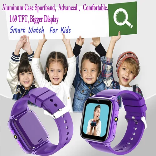 Vista 2 de iCHOMKE Reloj inteligente para niños, reloj inteligente para niñas y niños con 26 juegos, grabadora de video y reproductor, calendario podómetro