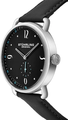 Vista 3 de Stührling Original 'Symphony' Reloj de vestir de cuarzo de acero inoxidable y cuero para hombre (Modelo 857)