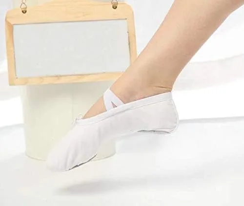 Vista 7 de missfiona Zapatillas de ballet de lona para mujer, zapatos de baile, zapatos de yoga de práctica para adultos, zapatos planos para reducir la barriga