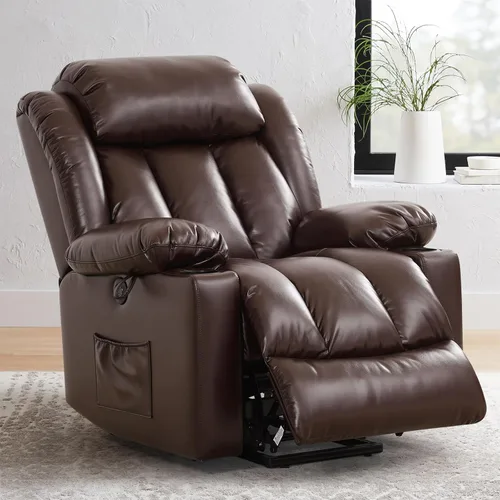 Vista 18 de PARKOL Silla reclinable eléctrica para ancianos y personas mayores, sillón reclinable eléctrico de cuero transpirable con masaje por vibración