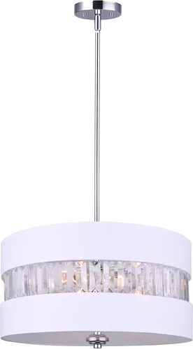 Vista 4 de Canarm Ballard - Candelabro de tambor de 3 luces, acabado cromado con pantalla blanca, iluminación de altura ajustable de 16 pulgadas para comedor