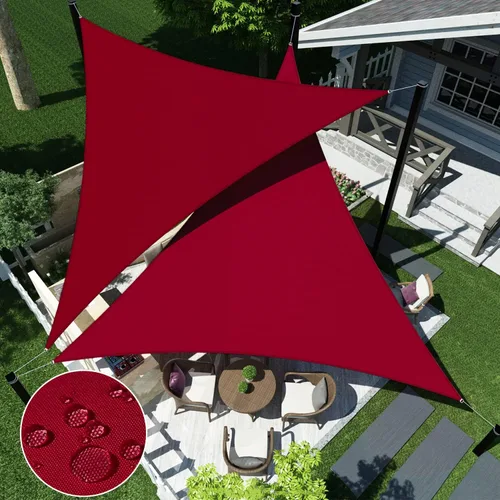 Vista 12 de ECOOPTS Toldo impermeable triangular, bloqueo UV, para patio, pérgola, jardín (5 x 5 x 5 pies, beige)