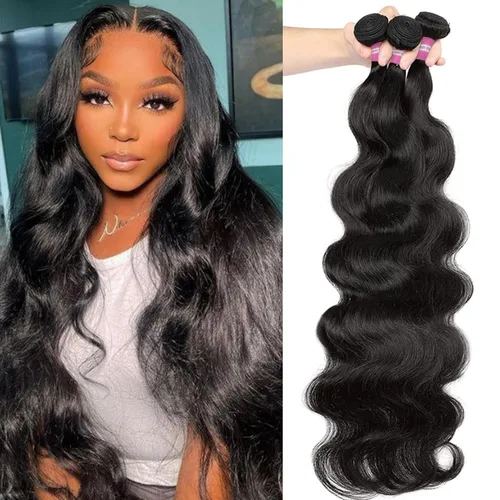 Vista 10 de DMKEEP Extensiones de cabello humano ondulado con cierre, 12, 14, 16+10 pulgadas, 100% cabello virgen brasileño sin procesar, 3 paquetes con cierre